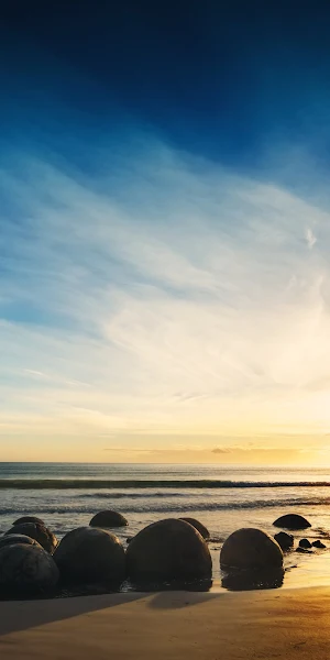 Moeraki, Boulders, Sunrise, Otago, Beach 4K Wallpaper Background