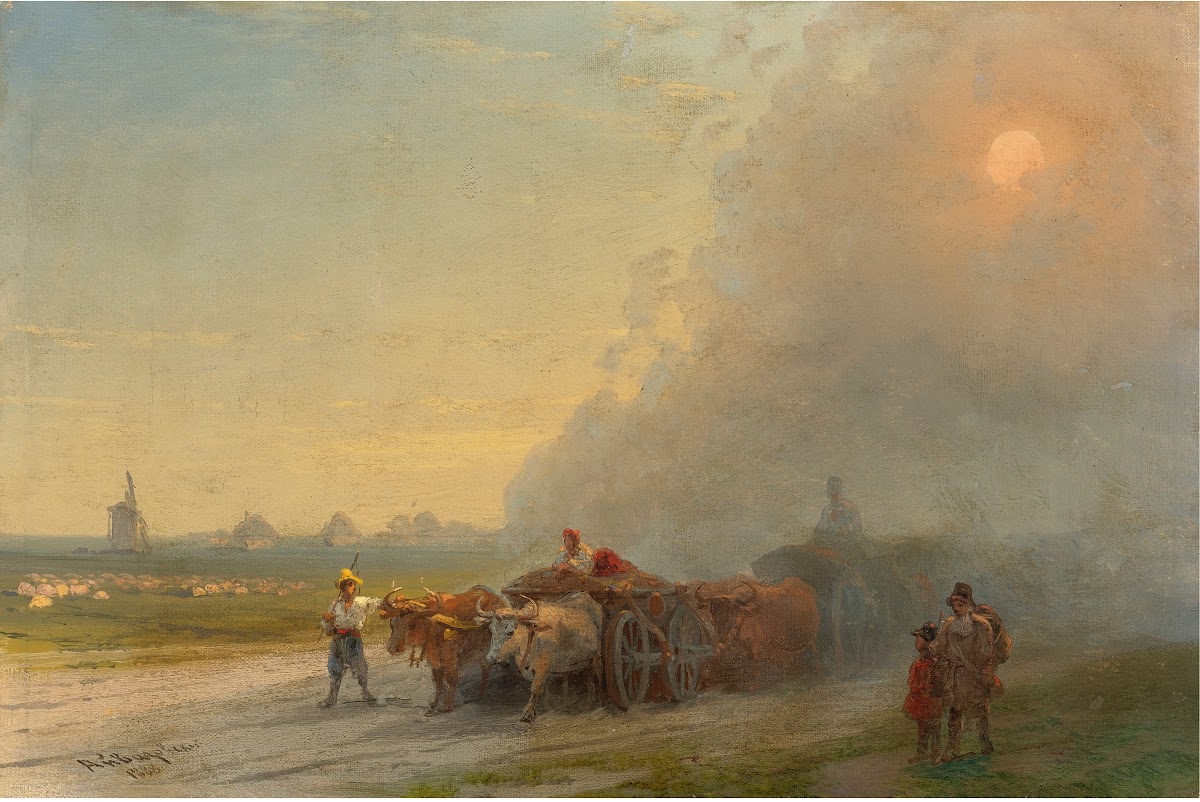 Ox Carts In The Ukrainian Steppe 1888