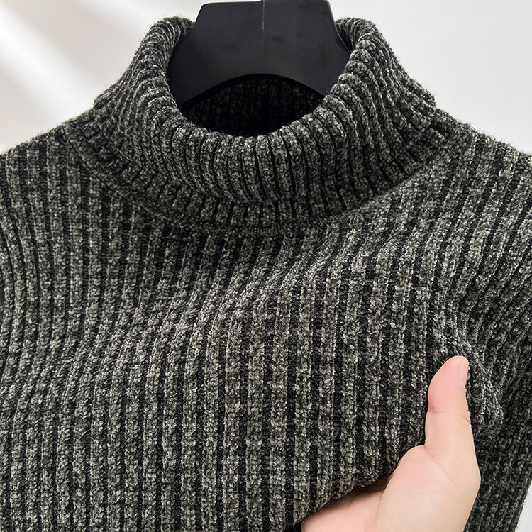 Men's Chenille Sweater with High Collar