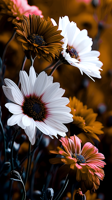 Contrasting White and Rust Colored African Daisies - Free mobile Wallpaper