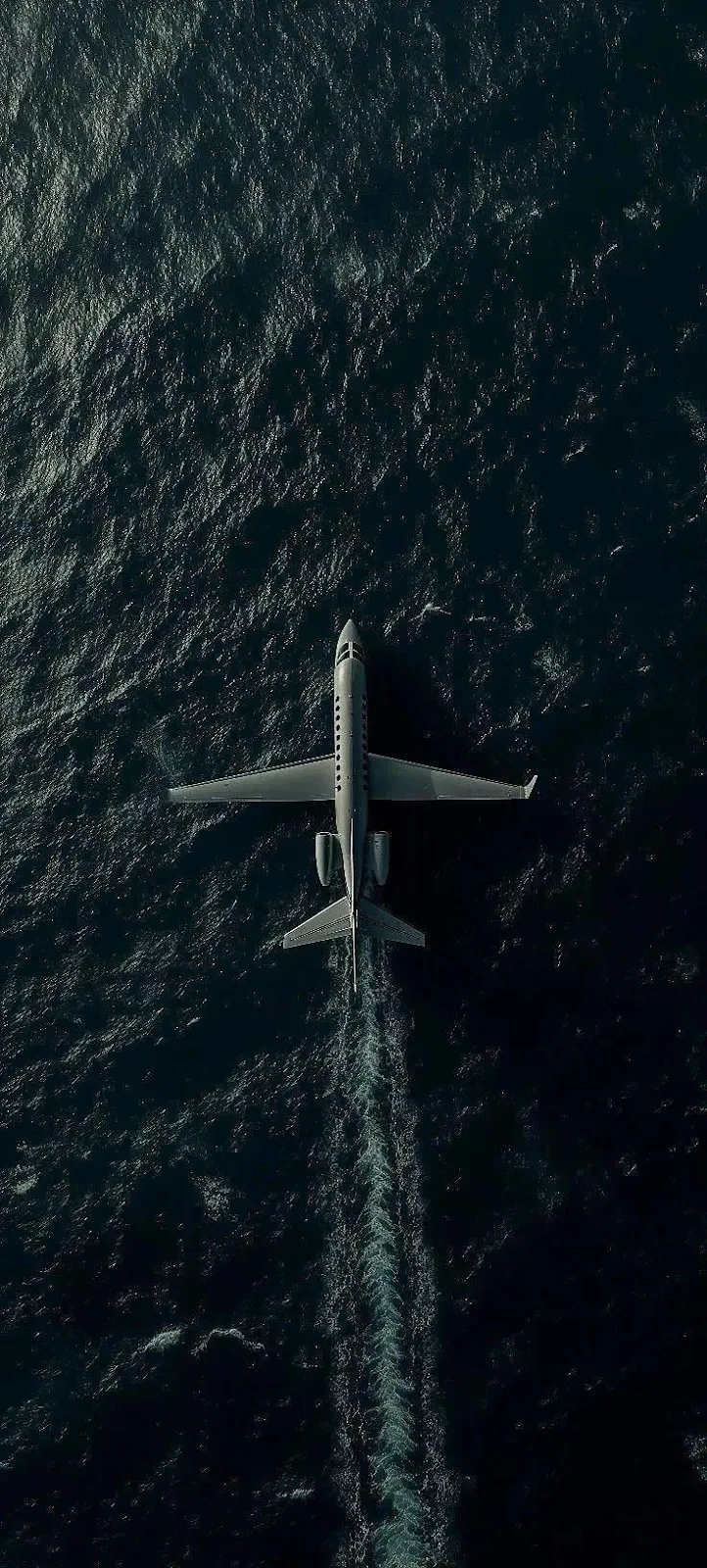 Private Jet Over Deep Ocean - Aerial Photography iPhone Wallpaper (736x1632)