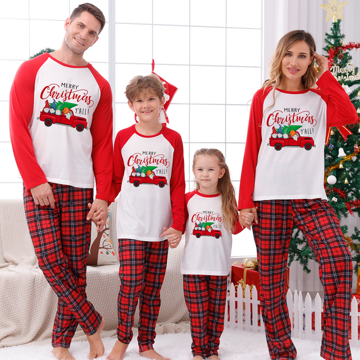 Family Pajama Set with Checkered Pattern