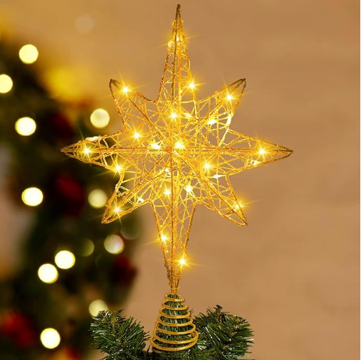 LED-Weihnachtsbaumspitze, Stern aus Eisen