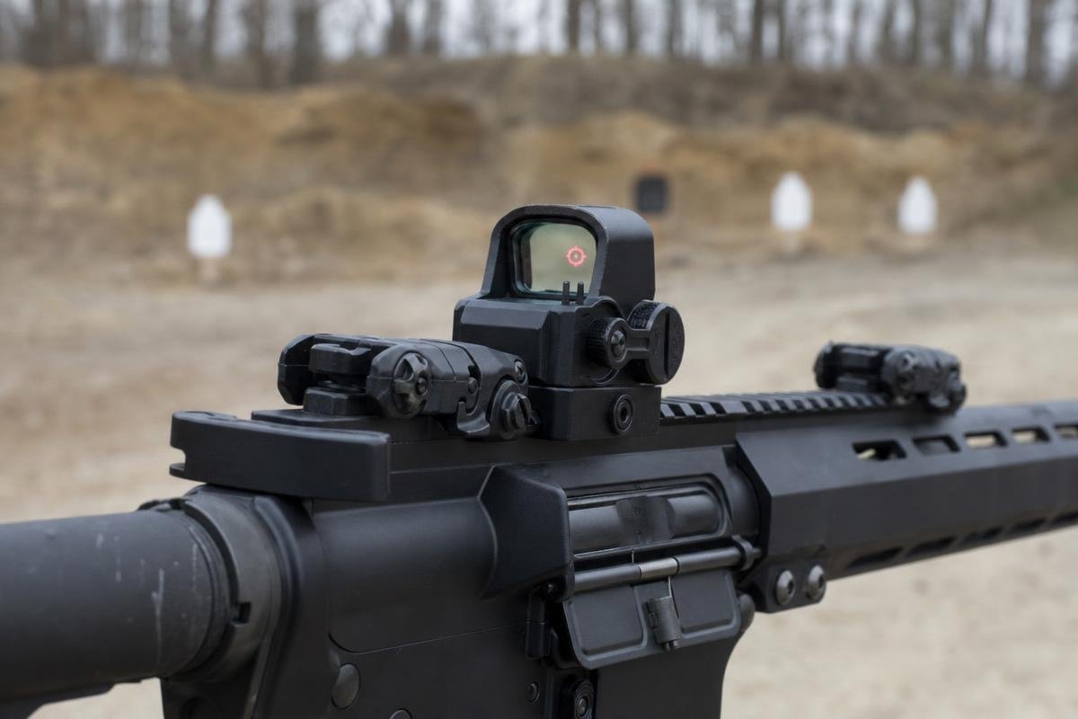 AR-15 backup sights with absolute and lower-third co-witness