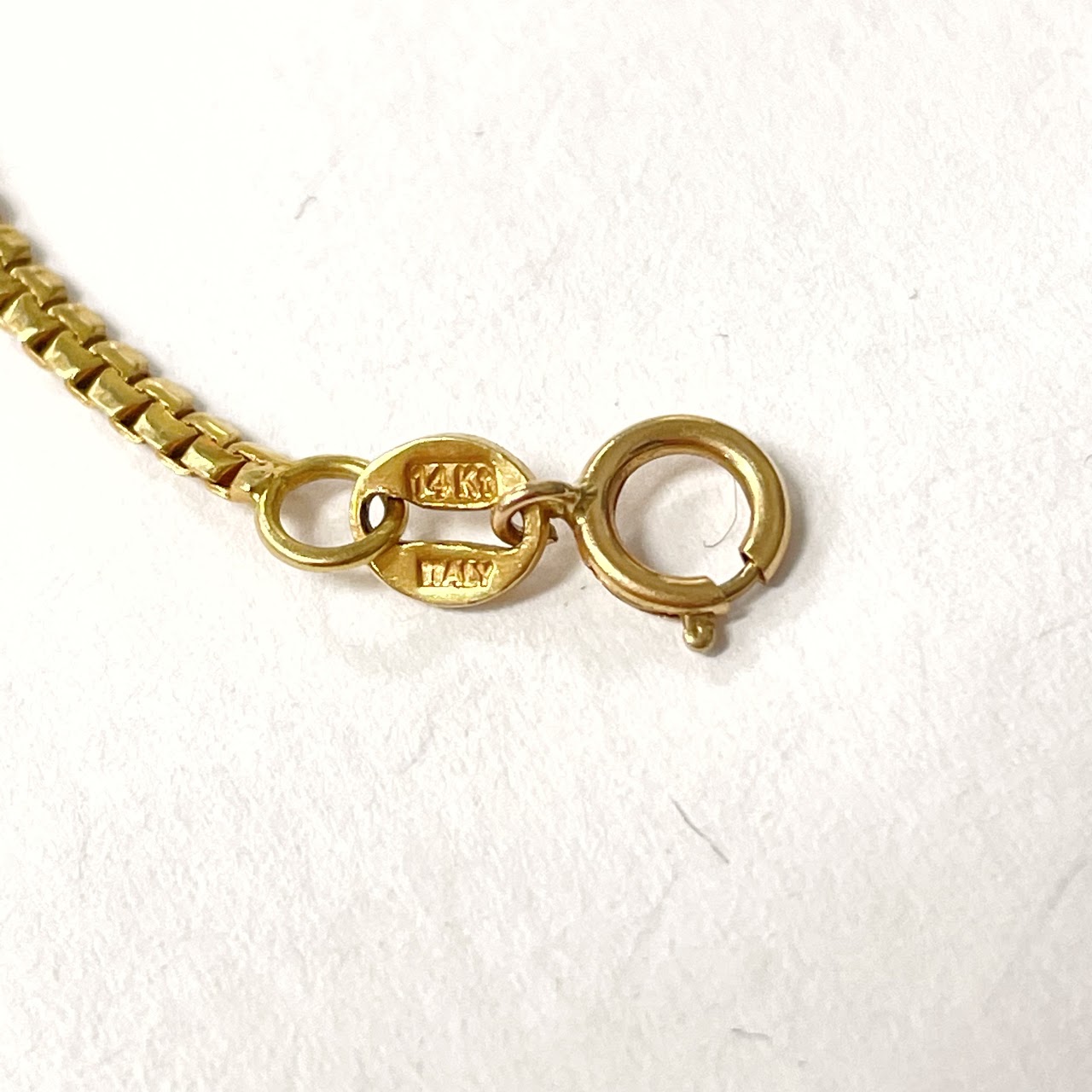 14K Gold Flat Box Chain Necklace