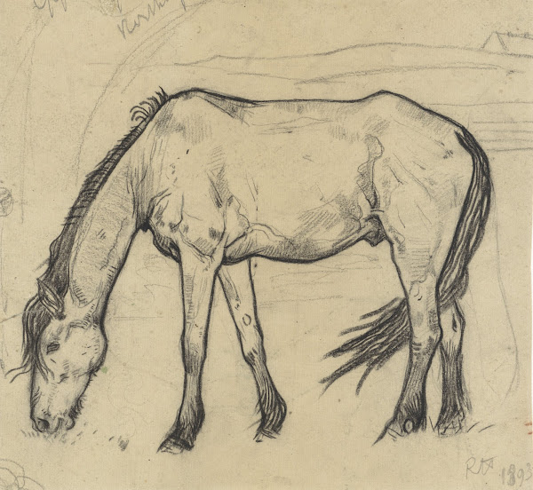 Grazend paard te Noordwijk 1893