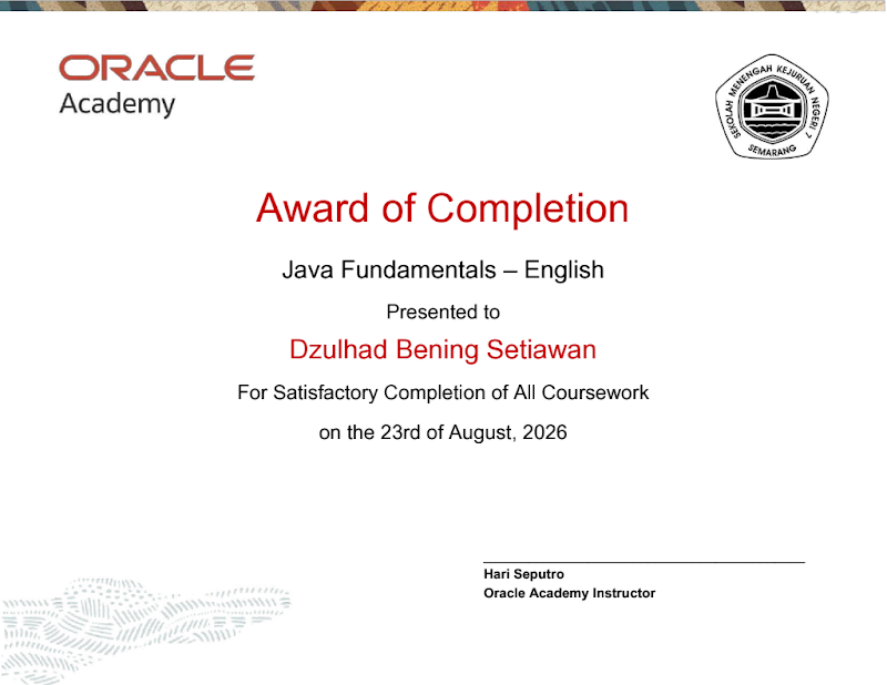 Java Fundamentals - Oracle Academy