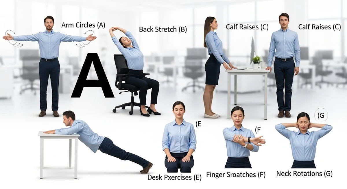 직장에서 쉽게 따라 할 수 있는 운동 모음 A to Z: 7가지 필수 동작 소개