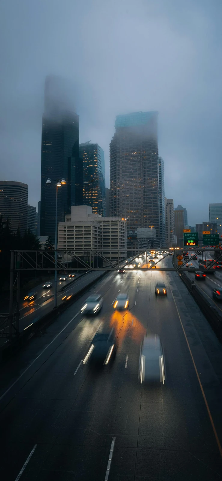 Moody Skyline On A Rainy Day - Urban Long Exposure 2K iPhone Wallpaper (1658x3592)