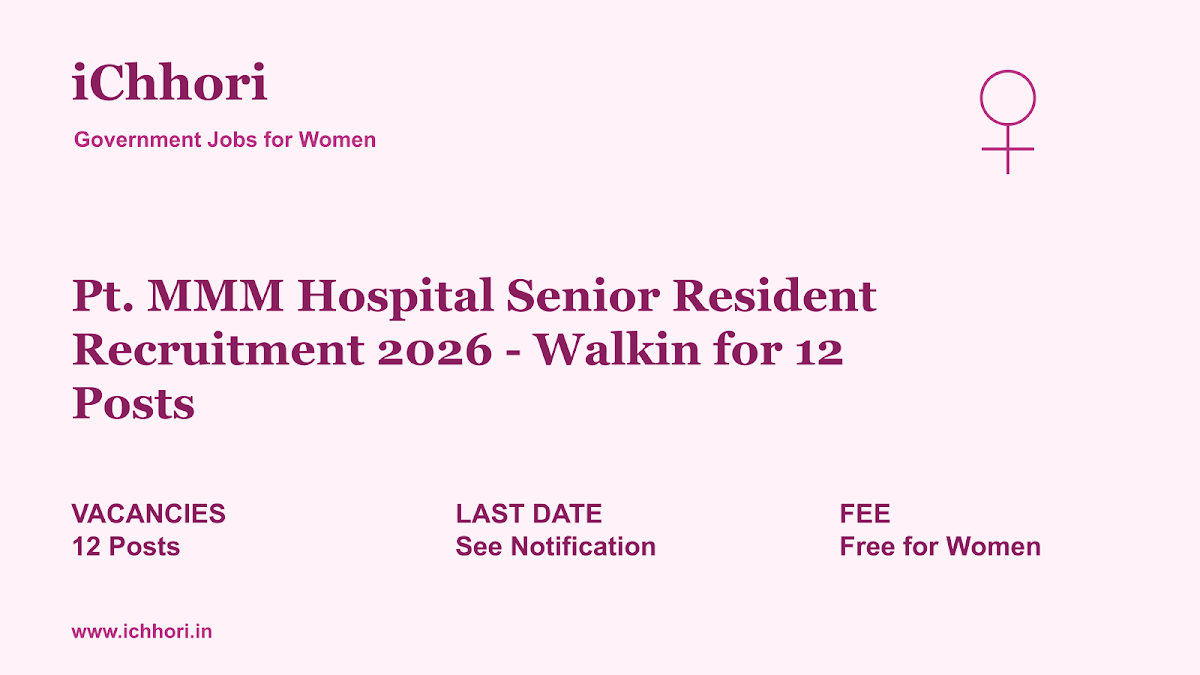 Pt. MMM Hospital Senior Resident Recruitment 2026 - Walkin for 12 Posts - iChhori