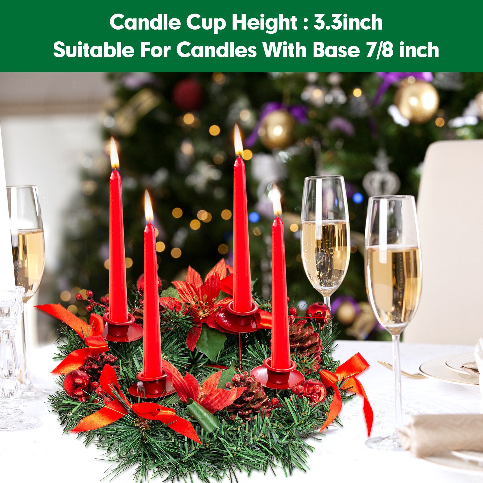 Christmas Advent Wreath with Red Ribbon, 30 cm