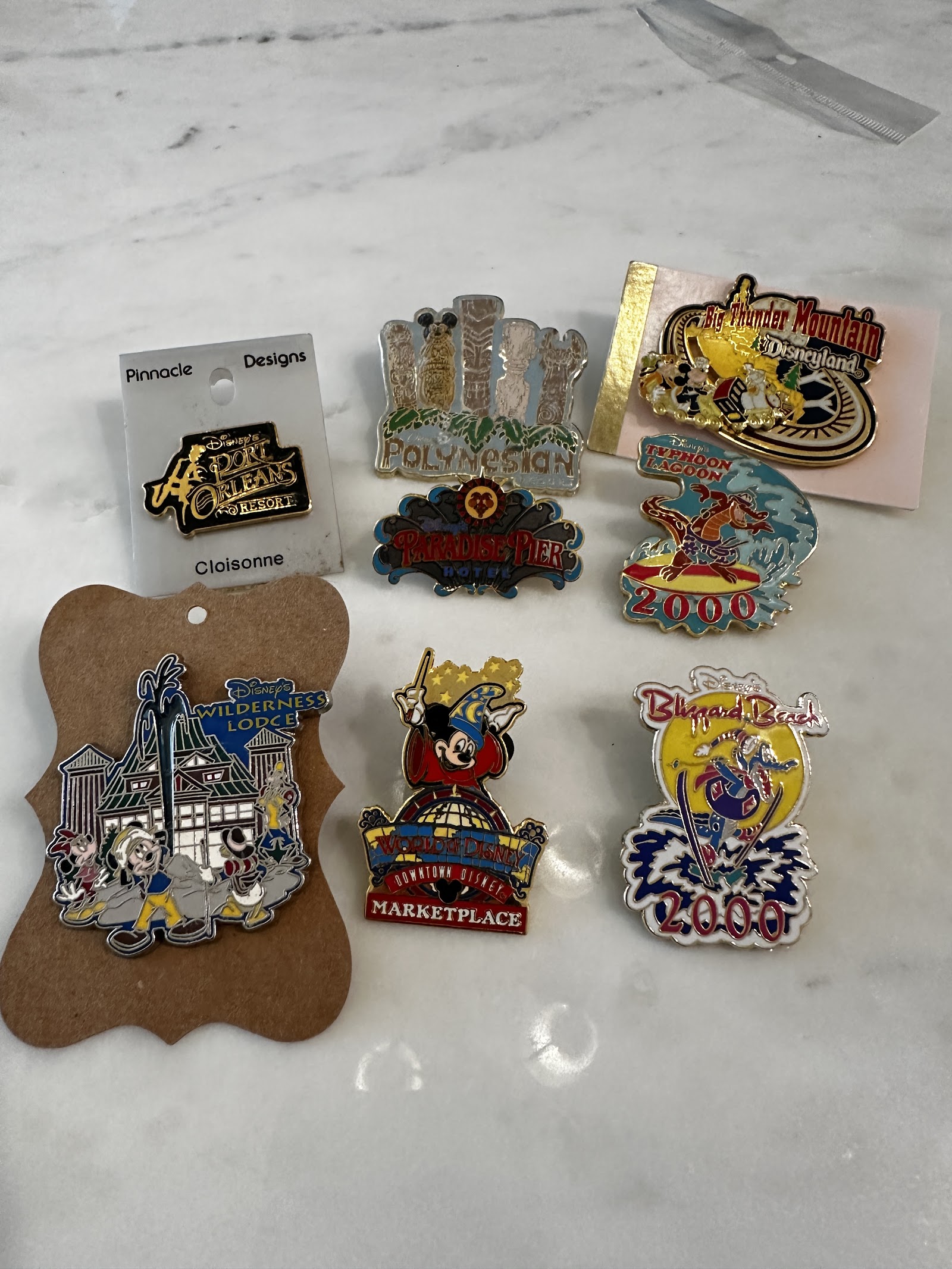 Disney Parks exclusive enamel pin from the 2000s, approximately 1.75 inches, metal and enamel construction, no visible wear