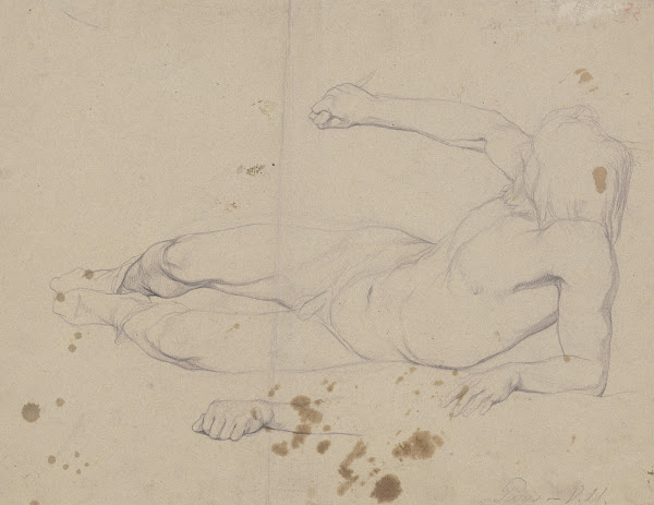 Liegender auffahrender Hirte aus der Verkündigung als Aktfigur ca 1856  1857