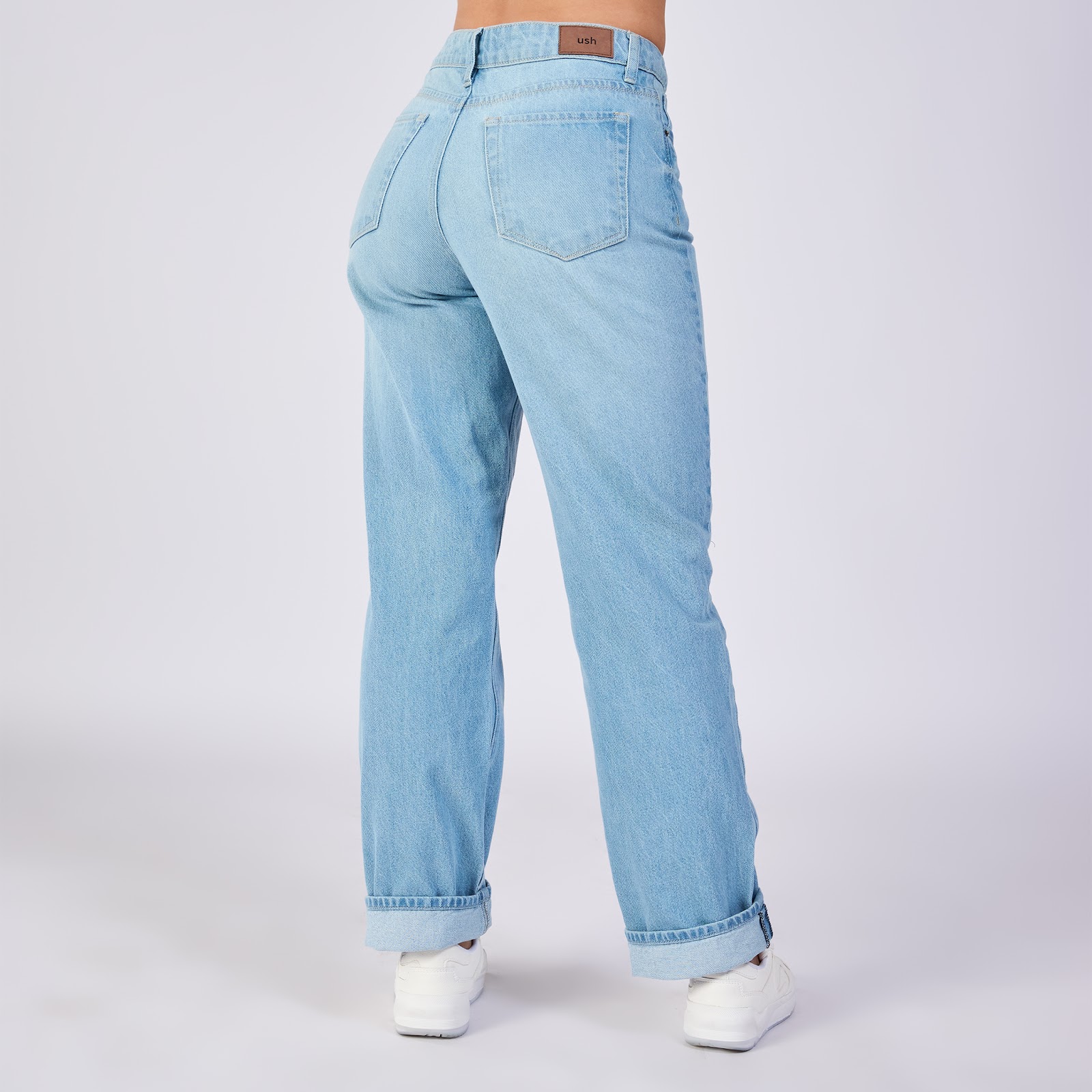 Jean straight rígido tiro medio 100% algodón, color baby blue - Vista 4