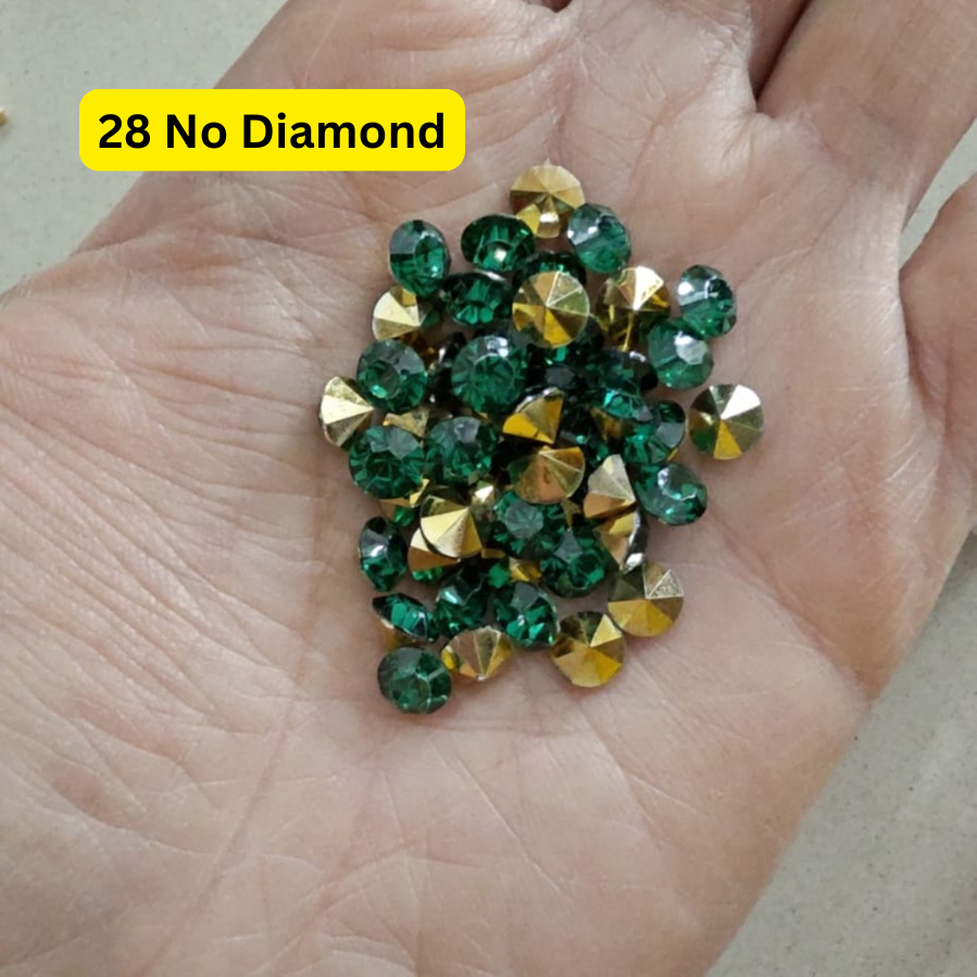 Base Green Round Pedent Base Diamond (28 diamond) (pack of 50)