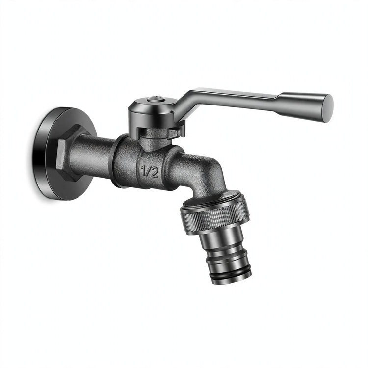 Outdoor faucet with double outlet, frost-resistant