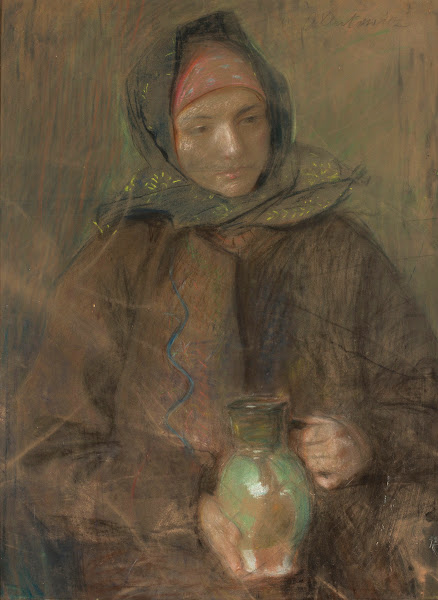 Hutsul woman with a jar before 1914