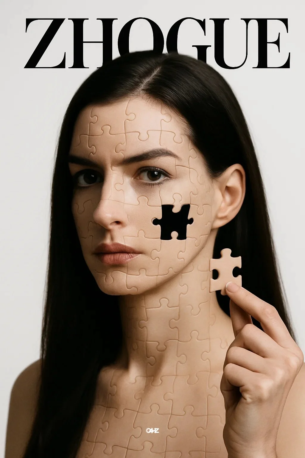 Fotografía de retrato de Anne Hathaway con rompecabezas