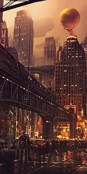 Night, Artwork, Futuristic City, Science Fiction, Concept Art 4K Wallpaper Background