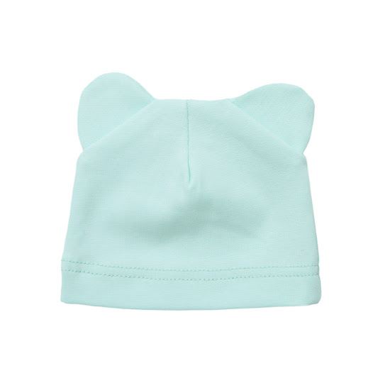 Шапочка Twins для новонароджених трикотаж з вушками (0-3 міс) ментол 