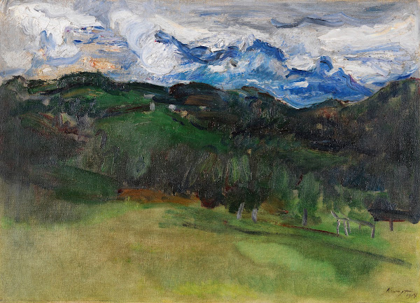 Gewitter über dem Rosengarten bei Bozen 1914
