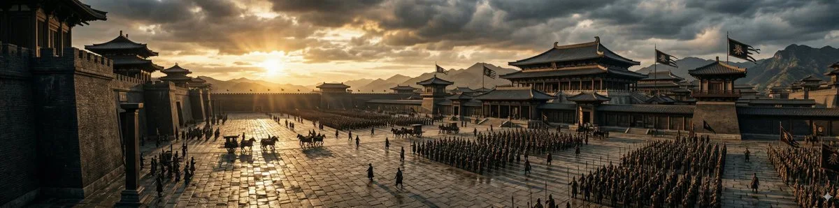 Panorama del antiguo palacio real chino Qin
