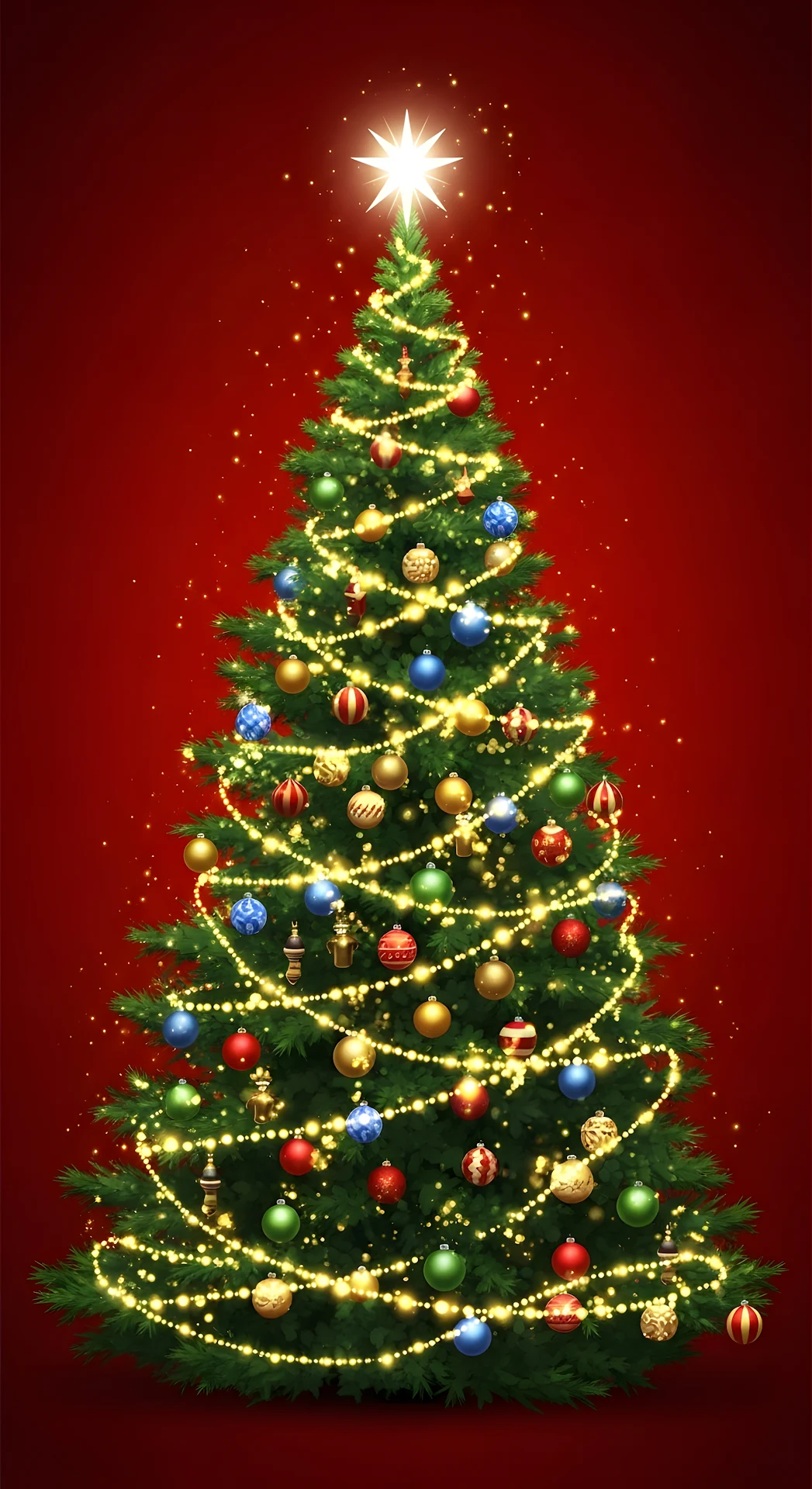 Sparkling Christmas Tree Red Festive Ornament Display - Free 4K mobile Wallpaper