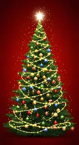 Sparkling Christmas Tree Red Festive Ornament Display