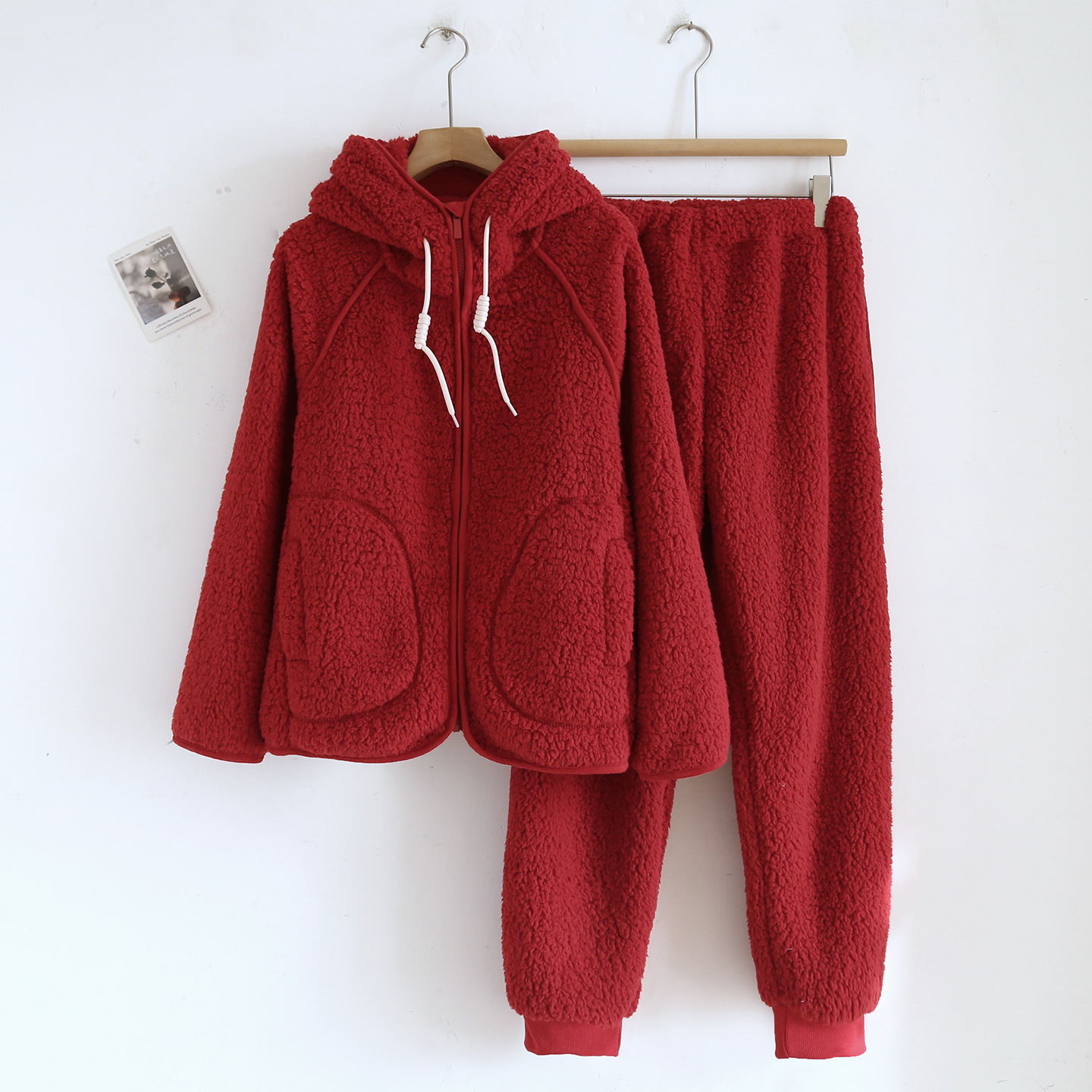 Lammfleece-Imitat Hausanzug-Set mit Kapuze für Paare