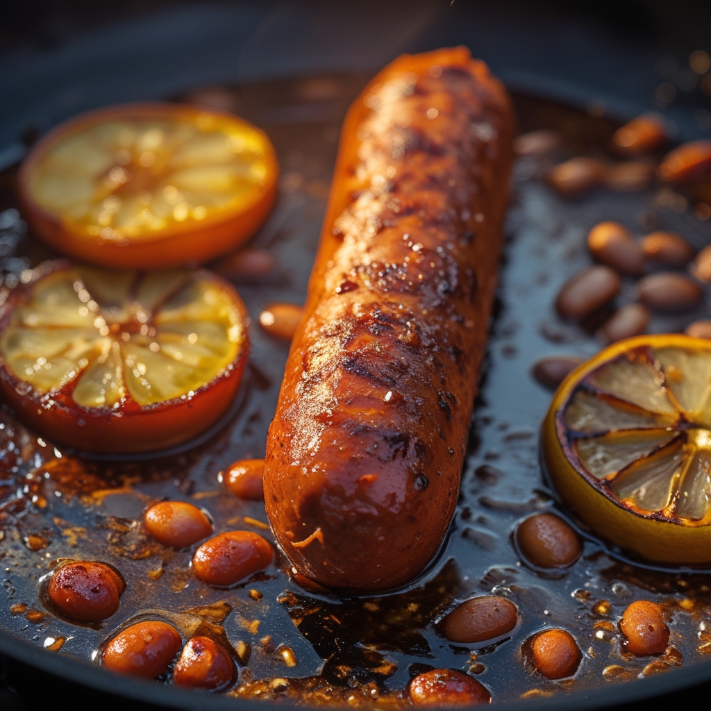 Final Harissa-Infused Chicken Sausage & White Bean Protein Skillet with Charred Lemon