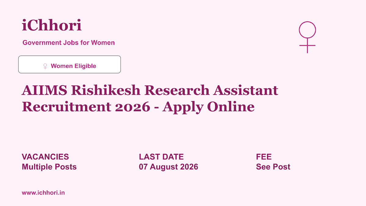 AIIMS Rishikesh Research Assistant Recruitment 2026 - Apply Online - iChhori