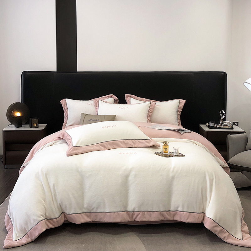 Milk fiber fleece bedding set, embroidered