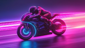 Neon Superbike Biker Wallpaper