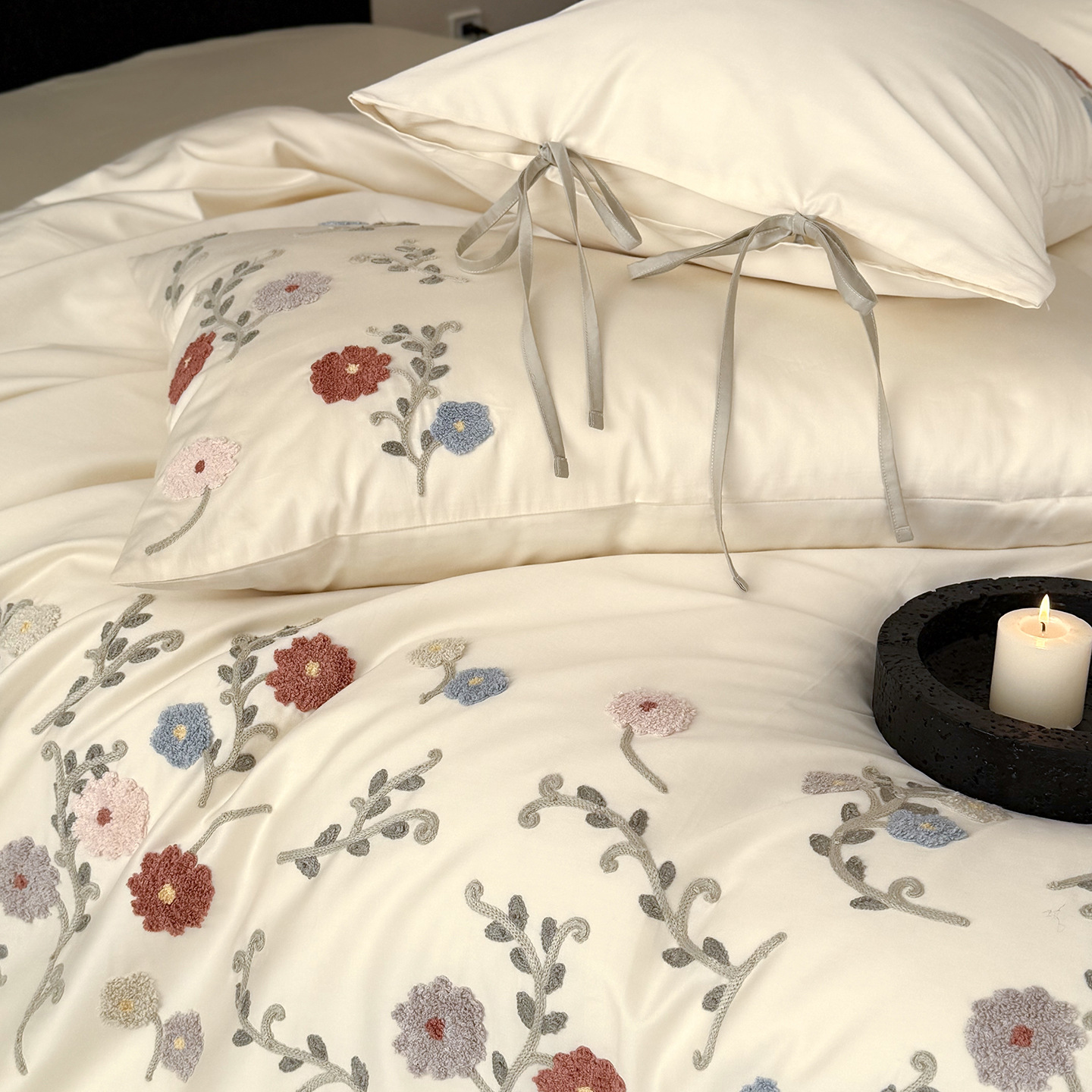 Luxury Bedding Set, 100s Long Staple Cotton, Embroidered, 4-Piece