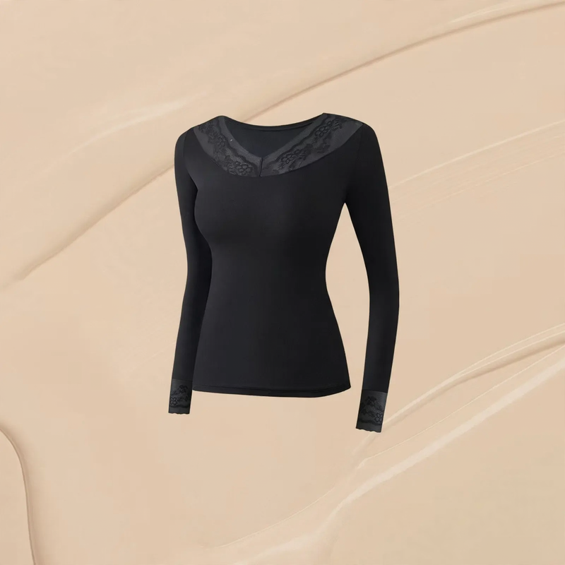 Elastic thermal underwear set, V-neck