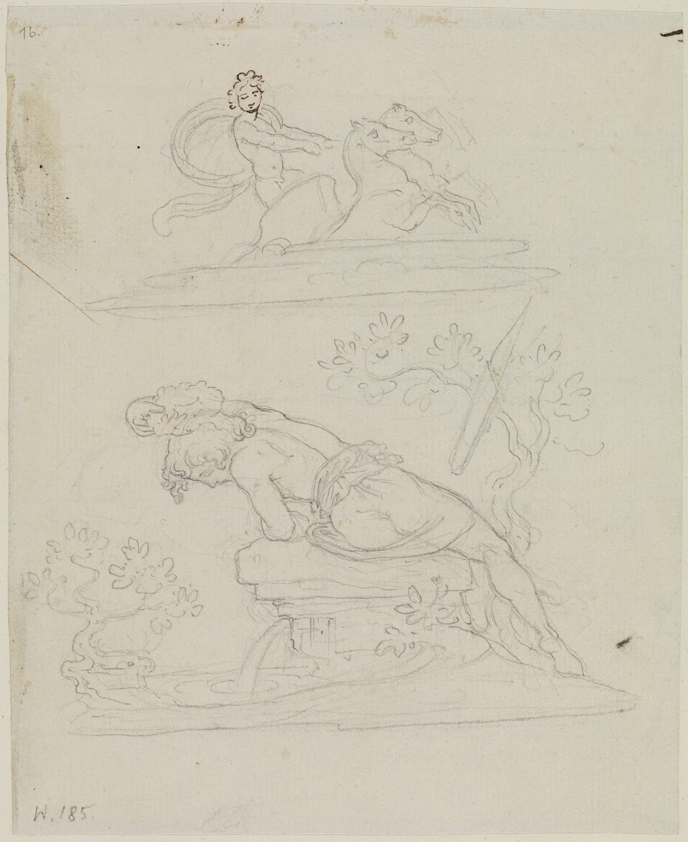 Narziss sich im Wasser spiegelnd before 1842
