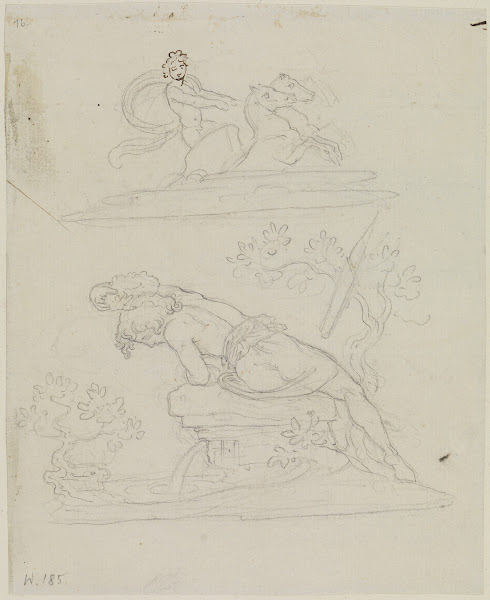 Narziss sich im Wasser spiegelnd before 1842