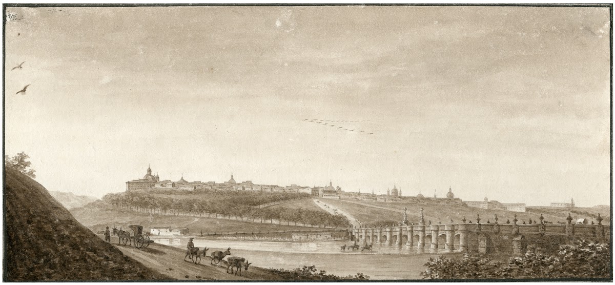 Gezicht op Madrid en de brug van Toledo