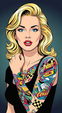 Pop Art Pin-up Tattooed Woman