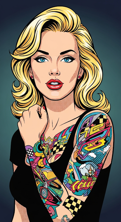 Pop Art Pin-up Tattooed Woman