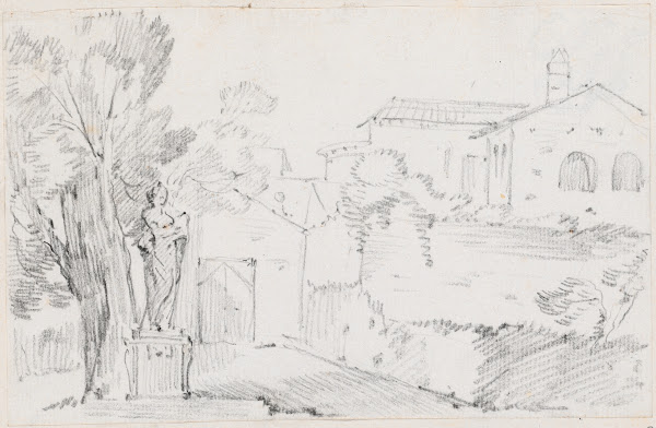 Corner of an Italian Garden with a Church Beyond 1744 1750