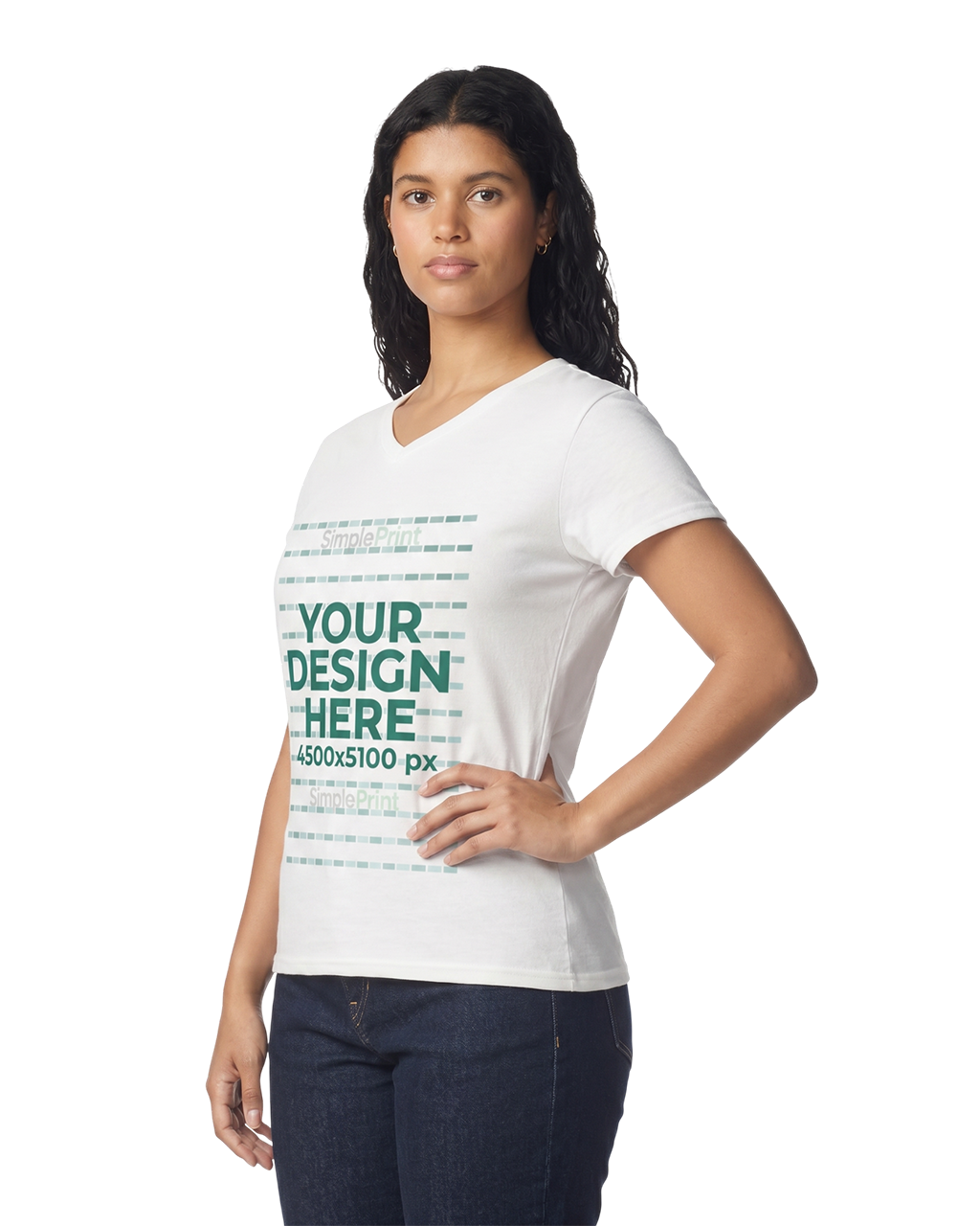 Gildan 5V00L (US) - Ladies' Heavy Cotton V-Neck T-Shirt (DTF)