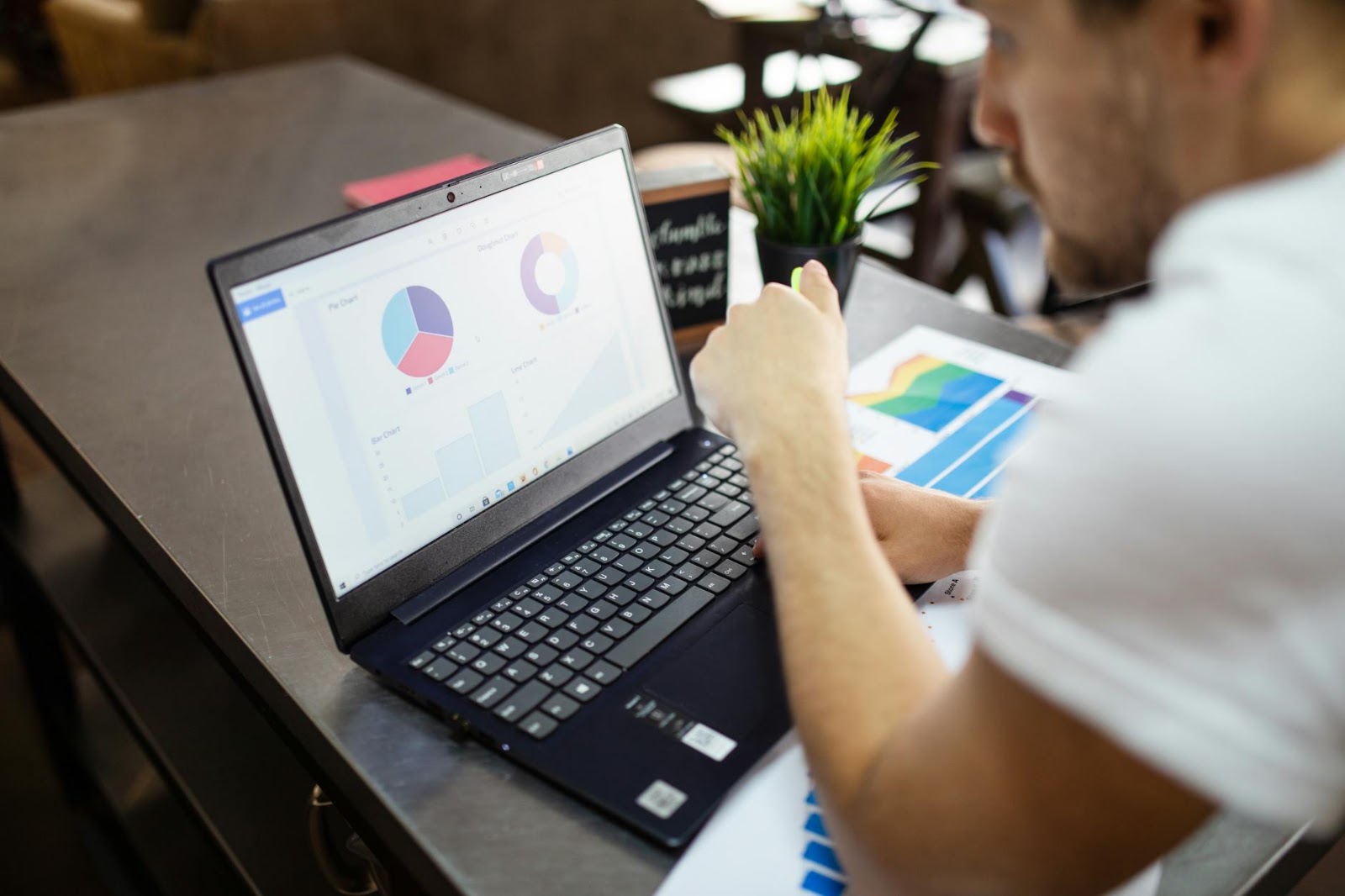 A person looking at a complex, glowing digital market interface, strategizing for Web3 market trends.