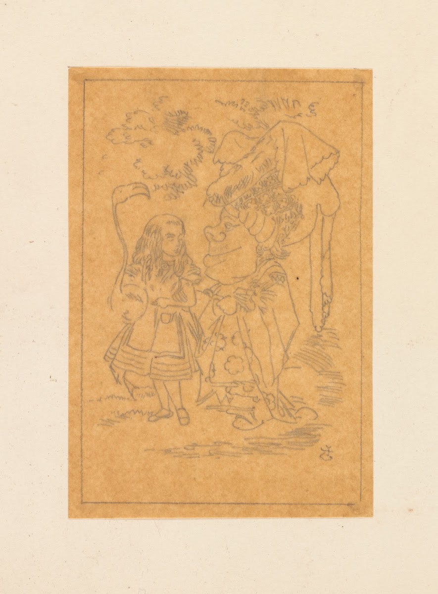 Tracing of Alice with flamingo chats with the Duches 1866