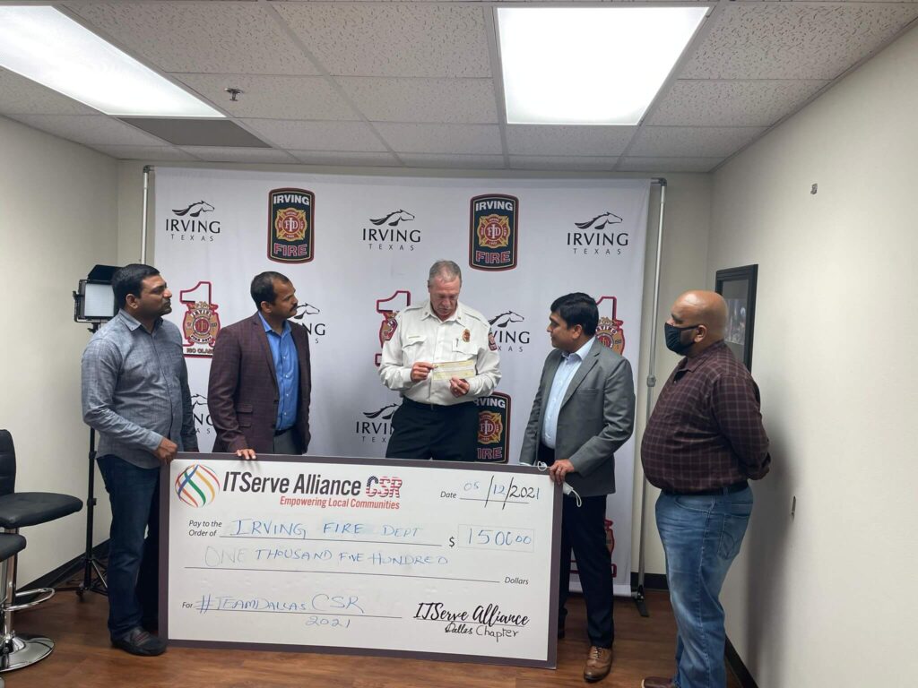 ITServe Alliance Dallas Chapter Appreciation of check $1500 to Irving Fire Department