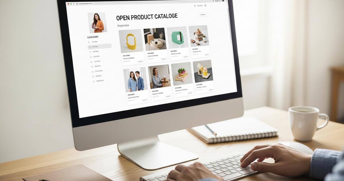 Machetă site catalog produse cu filtre pe categorii, design web modern