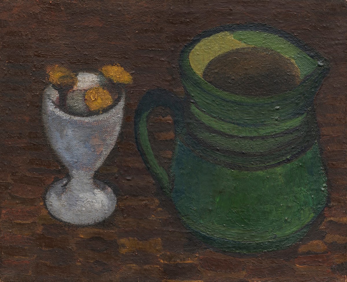 Stillleben mit Eierbecher und grünem Henkeltopf 1905