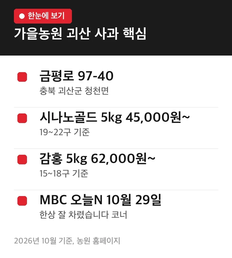가을농원 괴산 사과 핵심