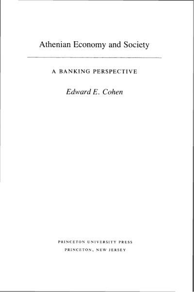 Athenian Economy and Society- A Banking Perspective