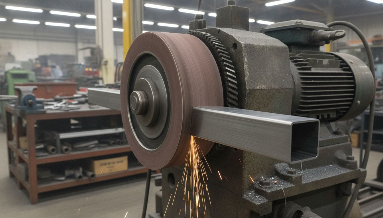 Cách Bảo Quản Hộp Inox Xước Không Bị Mờ, Xỉn Màu Theo Thời Gian - máy đánh xước đang chạy